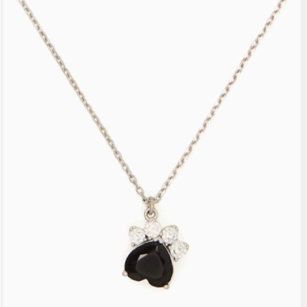 KATE SPADE: Small paw print necklace. Silver chain. 🐾